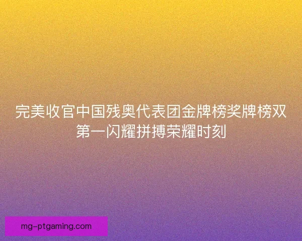 完美收官中国残奥代表团金牌榜奖牌榜双第一闪耀拼搏荣耀时刻